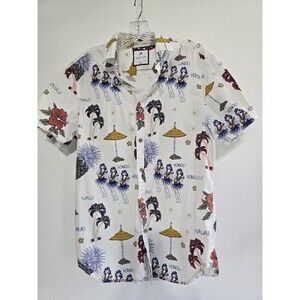 Denim & Flower Hawaiian Shirt Ricky Singh Hula Short Sleeve Button Down Medium